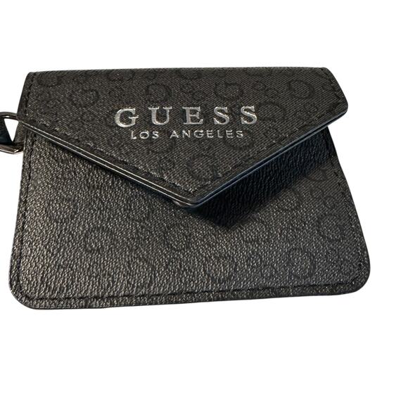 Guess Los Angeles Small Coin Purse Black Snaps With Strap - Picture 2 of 4